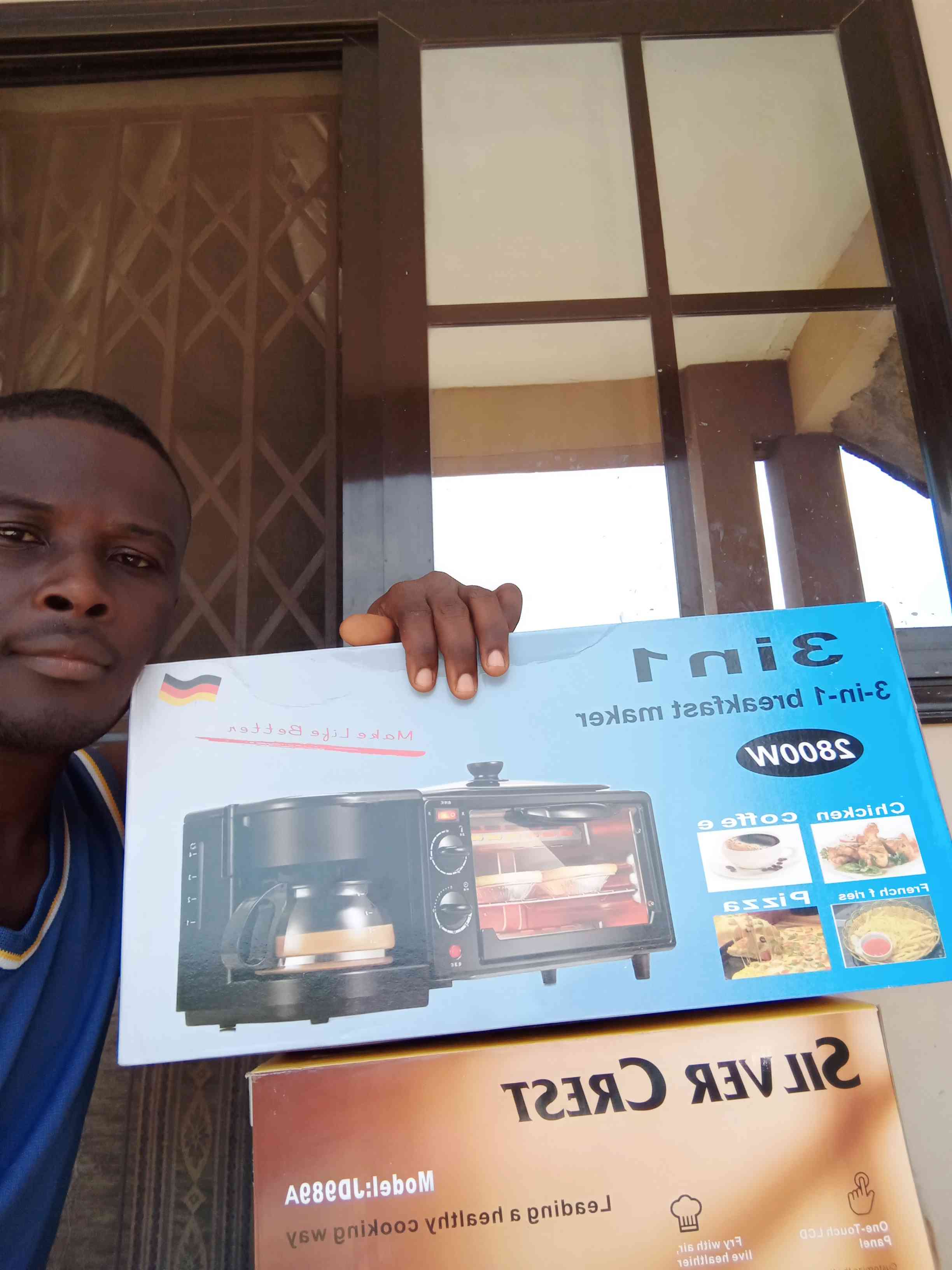 3-in-1 Breakfast Maker - 650W Toaster Oven, Fry Pan, Coffee Warmer