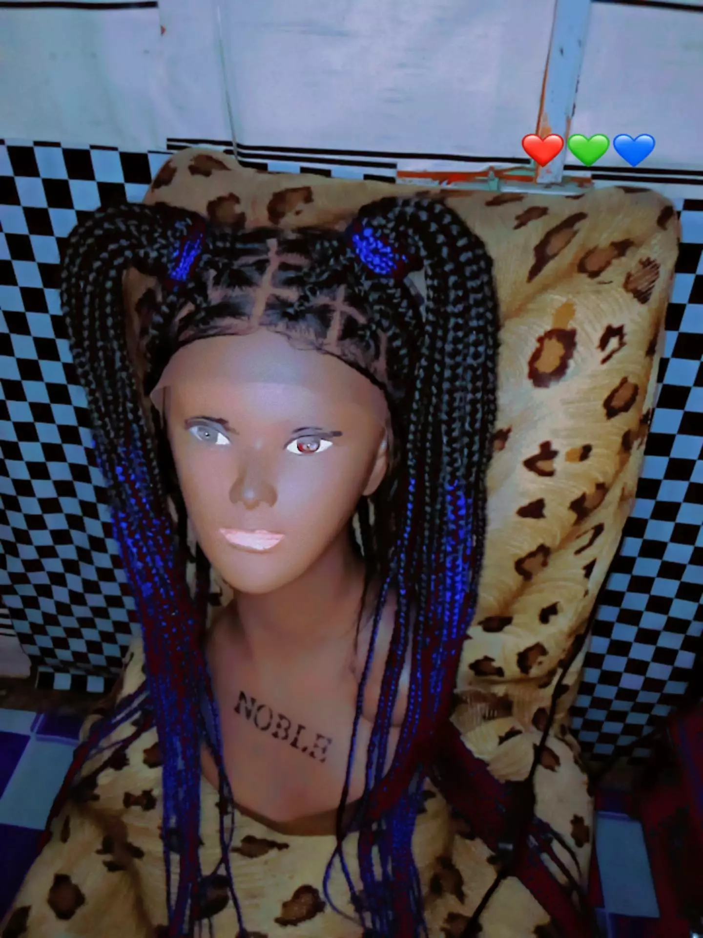 Knotless Braided Full Lace Wig - Black/Blue Mix, 100% Brazilian Human Hair, 10–40"