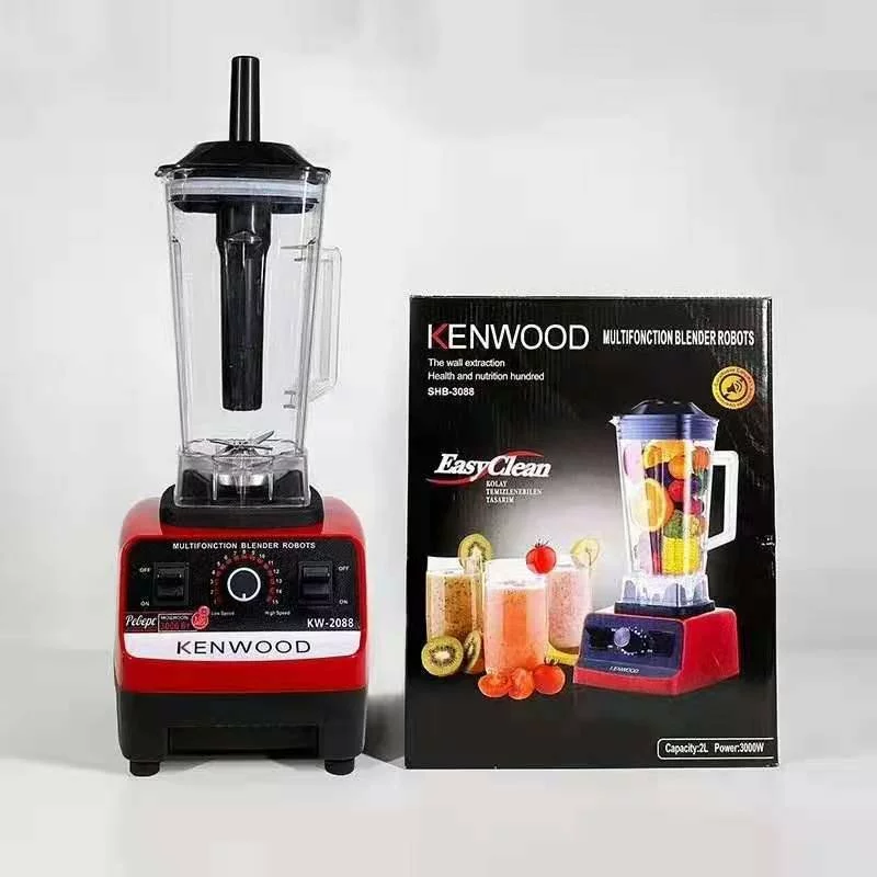 Kenwood 3000W Commercial Blender - 2L Unbreakable Jar, 6-Blade, Variable Speed, Black/Red
