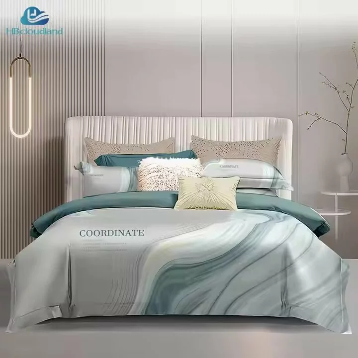 100% Tencel Duvet Cover Set - Queen, 300TC, Botanical Print, Ultra-Soft Cooling