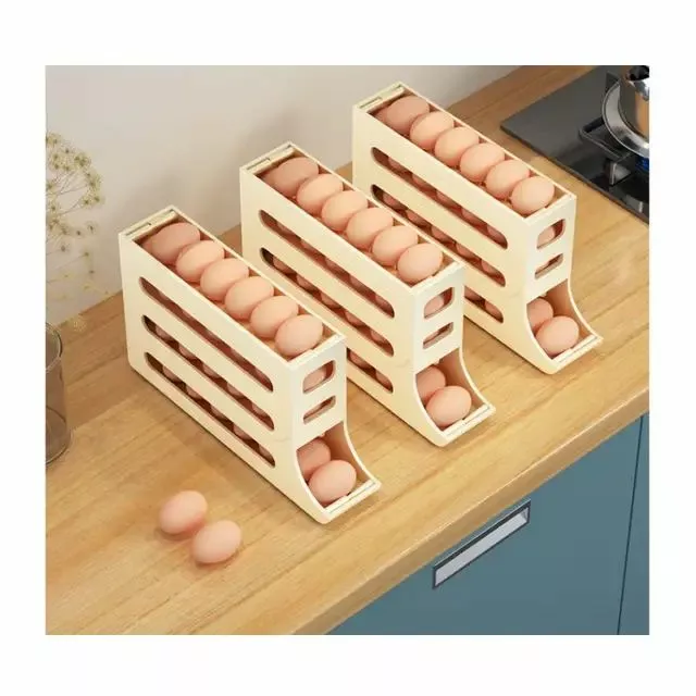 Rolling Egg Dispenser Rack - 30-Egg Capacity, Auto-Scroll, Fridge/Counter Storage