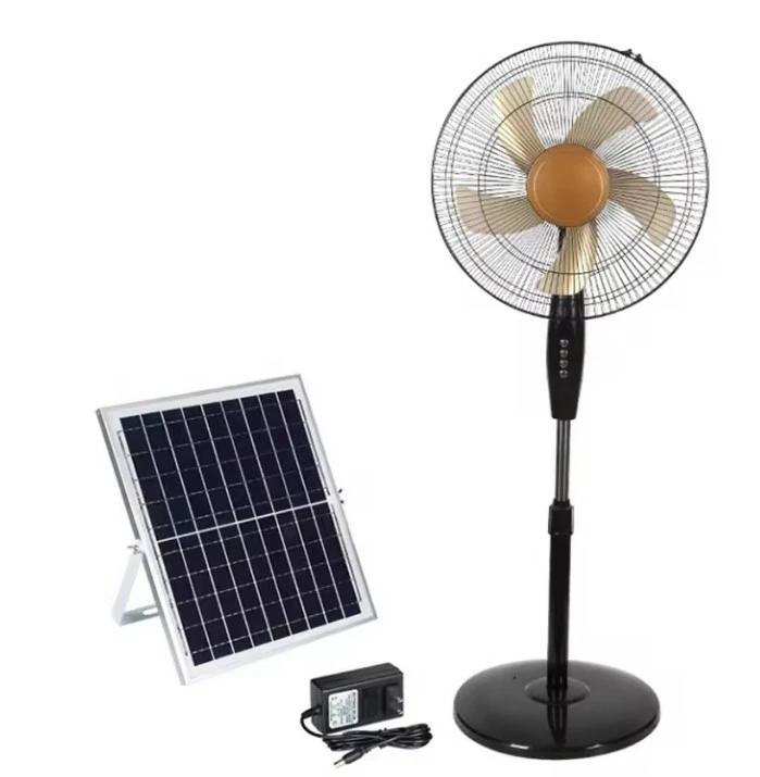 20W Solar Rechargeable Stand Fan - 18" 18000mAh, 9hr Runtime, Remote, USB Output