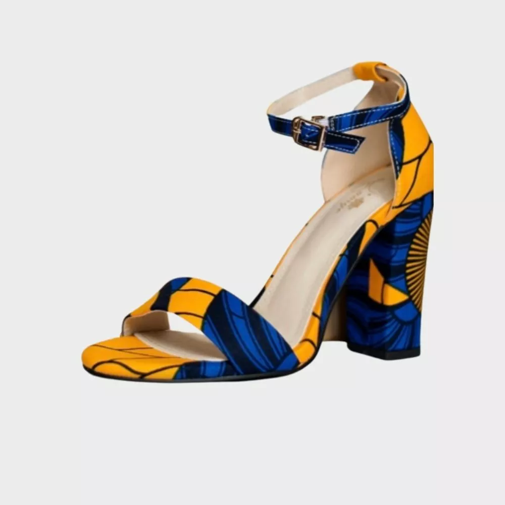 Women's African Print Open-Toe High Heel Sandals (Custom Colors)