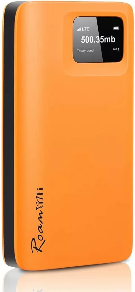 RoamWiFi R10 4G LTE Global Hotspot - 100GB US + 1GB World 90-Day, 5000mAh 18hr, 5 Devices, No-SIM