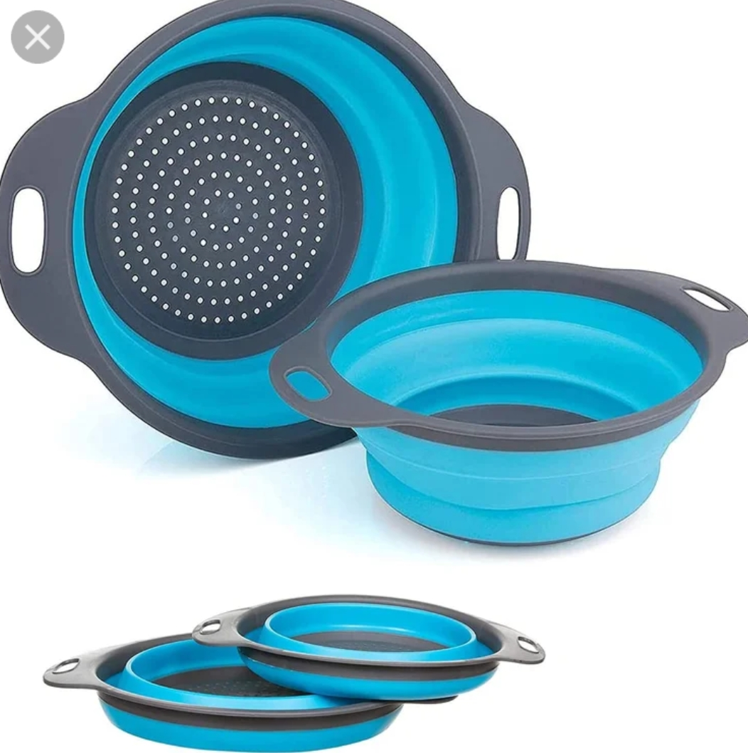 2-Pack Collapsible Silicone Colander & Strainer Set