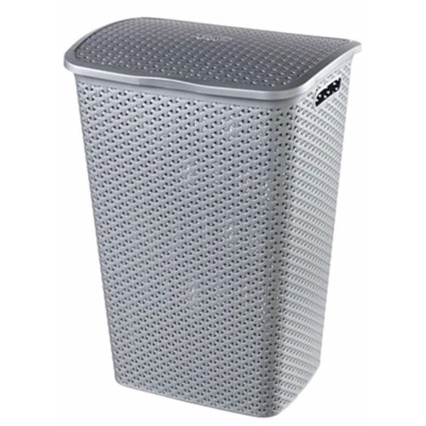 Curver Rattan Hamper & Lid 55L - Grey
