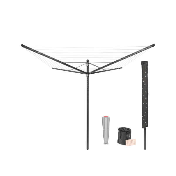 Brabantia Lift-O-Matic 50m Rotary Clothes Line with Ground Spike & Accessories
