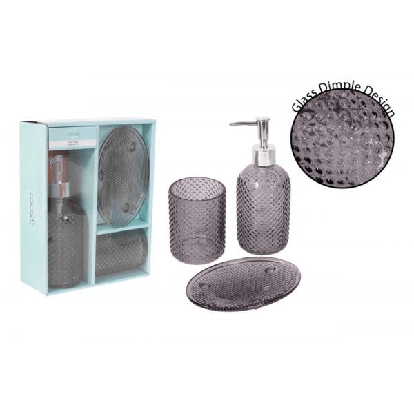 Coco & Gray Glass Bathroom Set - Grey Vintage Design