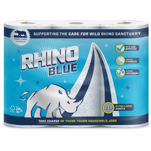 Rhino Heavy-Duty 3-Ply Kitchen Roll - Pack of 4 Rolls