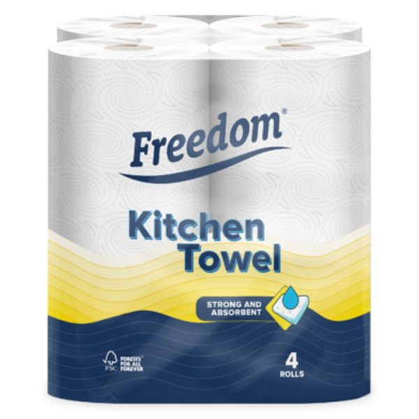 Freedom 2-Ply Kitchen Paper Towel Rolls - 6 Packs of 4