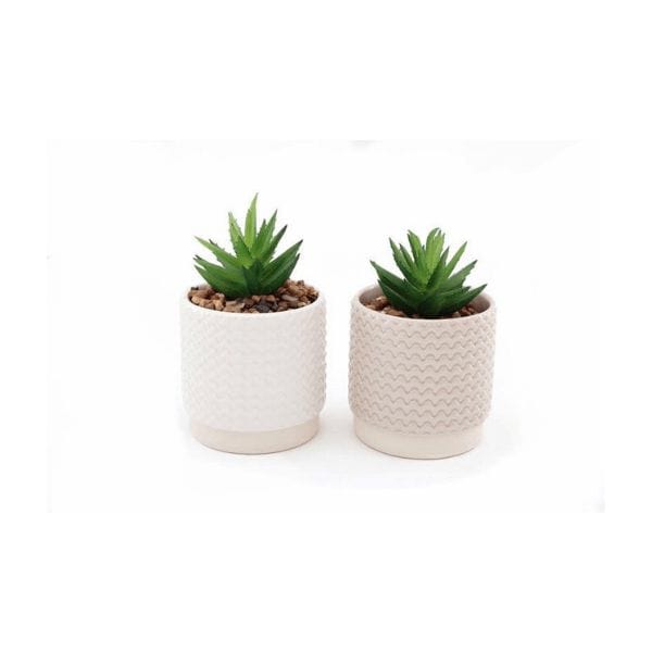 SIL Interiors Faux Succulent Rib Ceramic Pot 12x7x7cm
