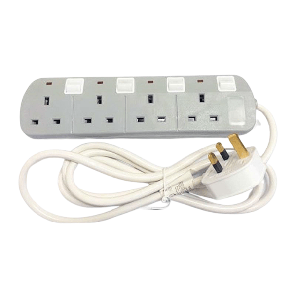 Powerplus 4-Gang Switched Extension Lead 2m - Energy Saving, 4 Sockets