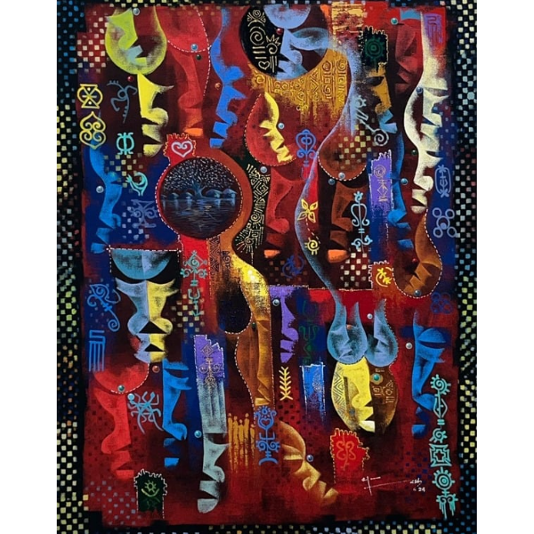 Fashamani 'Aayaloloi' Cultural Symbolism Painting 30x40 Inch