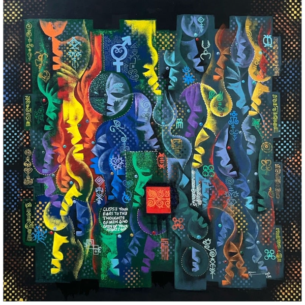 Fashamani 'Ole Wosei Sane' Cultural Heritage Art 45x45 Inch