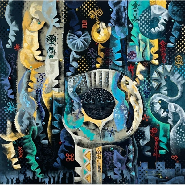 Fashamani 'Labadi' Ghanaian Cultural Art 36x36 Inch
