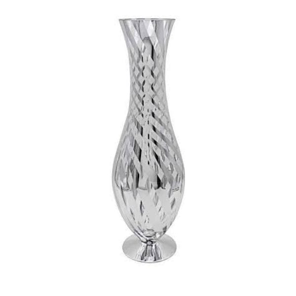 Vincenza Silver Swirl Glass Vase with Fluted Top