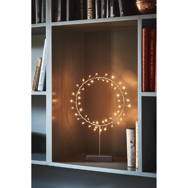 Table Aurora Silver LED Freestanding Ornament with Timer 25cm