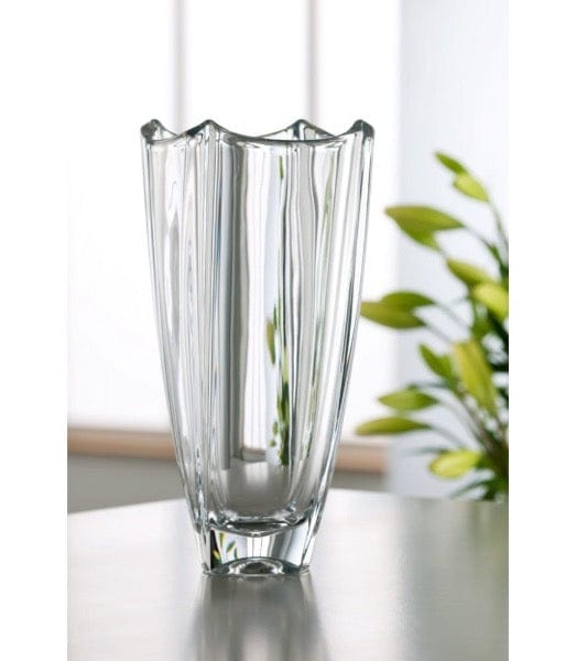 Galway Crystal Dune 12" Square Vase Traditional Irish Craftsmanship