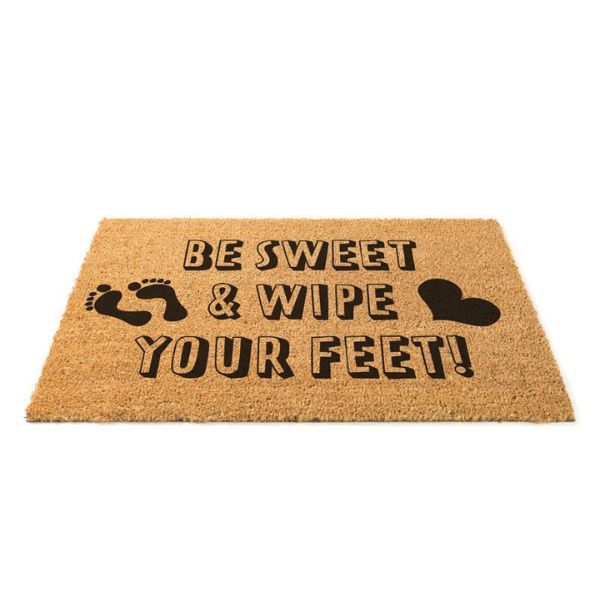 Be Sweet PVC-Backed Coir Doormat 60x40cm - Fun Designs, Non-Slip