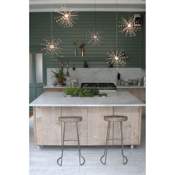 Hanging Starburst Copper LED Ornament 50cm with 200 Warm White Lights