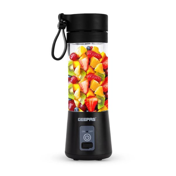 Geepas Rechargeable Portable Blender Black – 6-Blade System & 1500mAh Battery