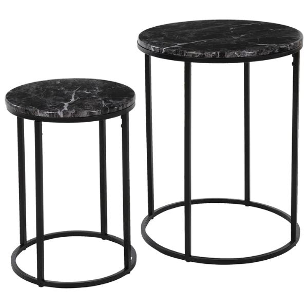 Metal Side Table with MDF Top Black - Modern, Accent, Nightstand