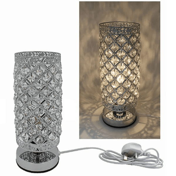 Desire Aroma Electric Tube Touch Lamp Silver & Clear Crystal