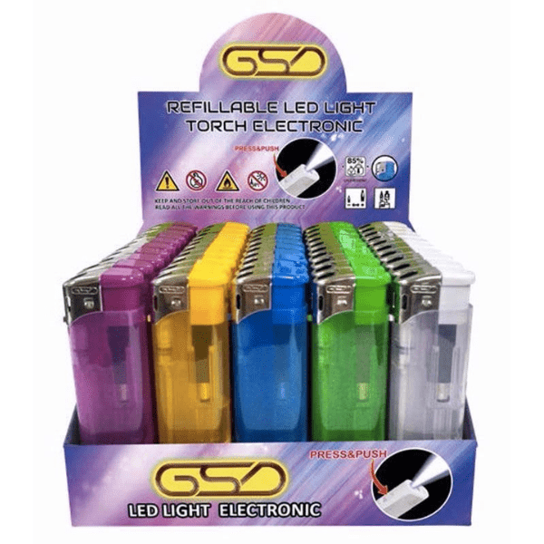 GSD Electronic LED Torch Lighter with Jet Flame & Side Push Ignition