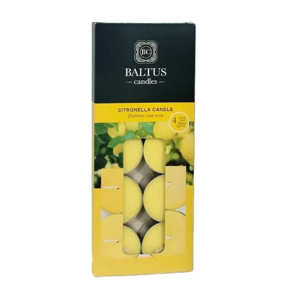 Baltus Citronella Tealights Pack of 20 - 4-Hour Burn, Mosquito Repellent