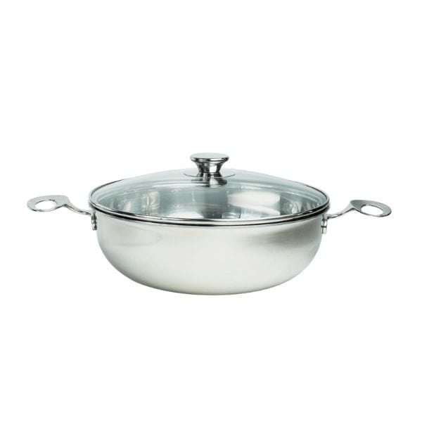 Silverstar 28cm Tri-ply Casserole - Stainless Steel, Even Heat, Glass Lid