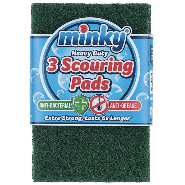 Minky Heavy Duty Scouring Pad Pack of 3 - 6x Longer Lasting, Grease Cutting