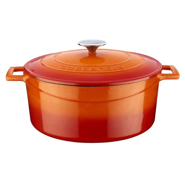 Lava Round Enameled Cast Iron Casserole 28cm - Large Family Size, Self-Basting