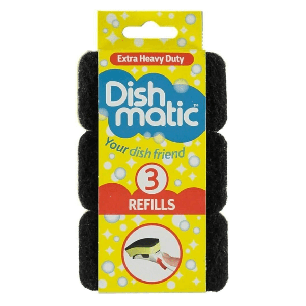 Dishmatic Black Refill Sponges Pack of 3 - Anti-Bacterial, General Purpose