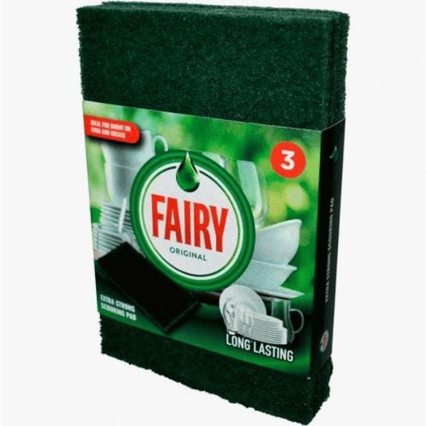 Fairy Scourer Pad Pack of 3 - Heavy-Duty, Grease-Cutting, Long-Lasting