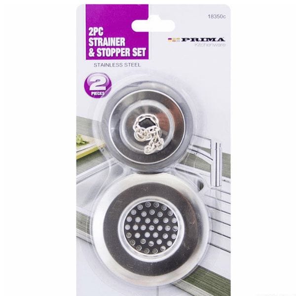 Prima Sink Stopper & Strainer Set Pack of 2 - Dual Function, Clog Prevention
