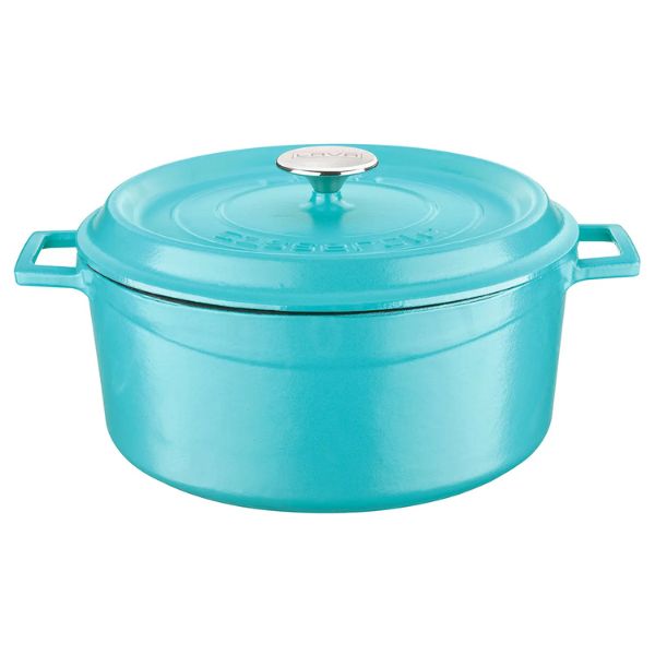 Lava Spring Round Cast Iron Casserole 28cm - Matt Mediterranean, Induction Base