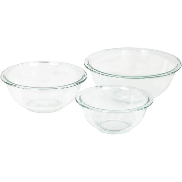 Pyrex Classic Prep Bowl Set of 3 - 2L, 1L, 0.5L, Heat-Resistant Glass