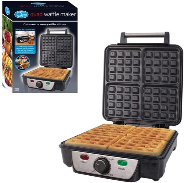 Quest Quad Waffle Maker - 4-Waffle Capacity, Adjustable Temperature