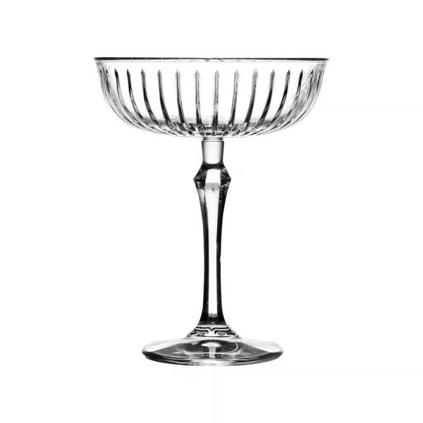 Pasabahce Joy Champagne Coupe Glasses 245ml - Ribbed Design, Set of 4