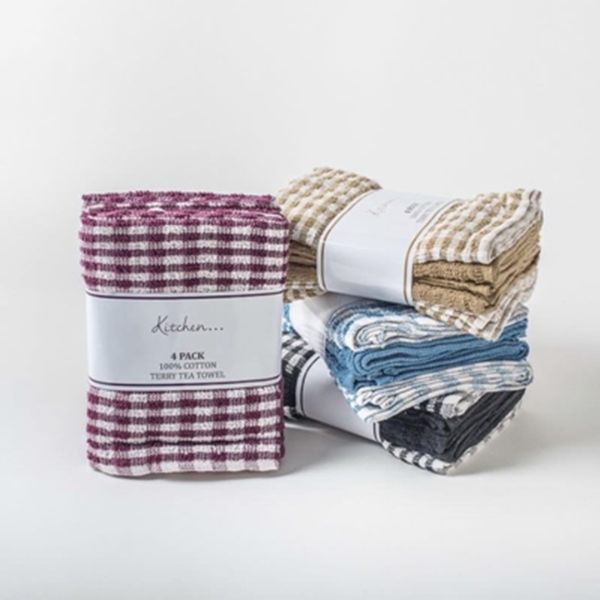 Checked Tea Towels 4-Pack - Assorted Colors