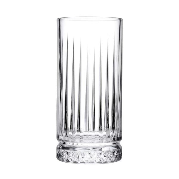 Pasabahce Elysia Long Drink Glasses 435ml - Art Deco Fluted, Set of 4