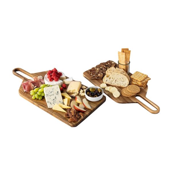 Berkley Jensen Acacia Wood Serving Boards Set of 2 - Rustic Charm, Multi-Use