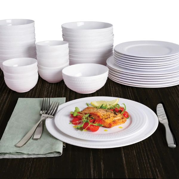 Mikasa Nellie 40-Piece Bone China Dinner Set - Embossed Beaded Design, Service for 8