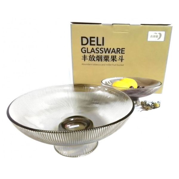 25.5cm Footed Glass Bowl with Hand-Painted Details