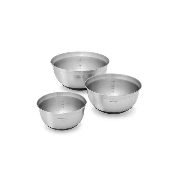 Brabantia Profile Stainless Steel Mixing Bowl Set 1L+1.6L+3L