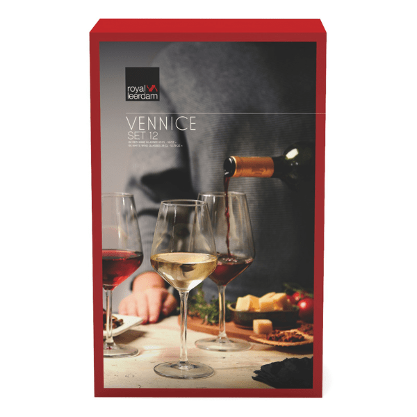 LC Glass Vennice Red & White Wine Glass Combi Set 12-Piece