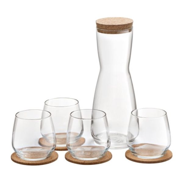 Royal Leerdam Debonair 10-Piece Glass Carafe Set with Cork Accessories