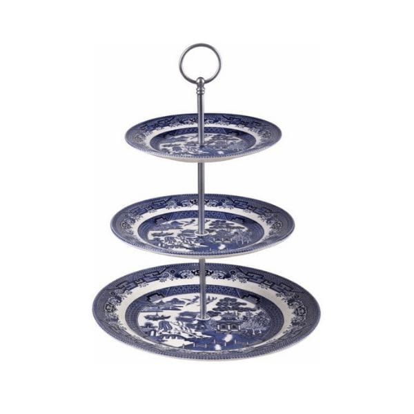 Blue Willow 3-Tier Plate Stand