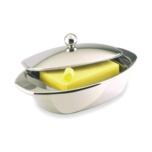 Grunwerg Belleux Stainless Steel Butter Dish with Double-Wall Insulation