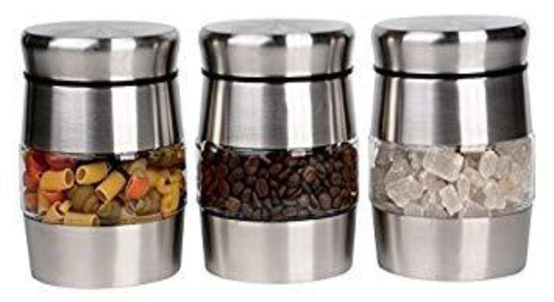 Royal Cuisine 3-Piece Glass Storage Jar Set in Black/Silver
